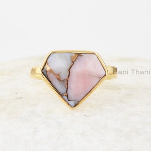 Pink Opal Ring - 925  - Pink Opal Copper Diamond Stone - Handcrafted Ring - Gemstone Jewelry - Gift For Graduate -Jewelry For Designer