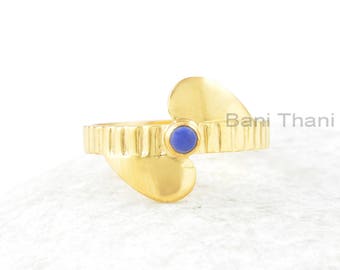 Lapis Lazuli Gemstone Ring - 3mm Round Silver Ring - Handmade Ring - Gold Plated Ring - Engagement Gift - Jewelry for Women - Gift for Her