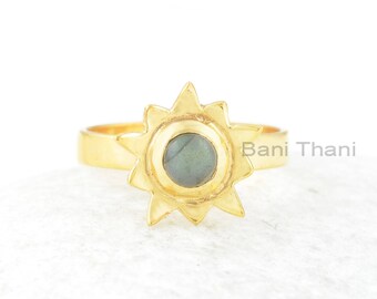 Labradorite Silver Gemstone Ring - Star Ring - 925 Sterling Silver Bridal Ring - Gold Plated Ring for Women - Jewelry for Sale- Gift for Her
