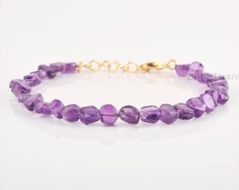 Amethyst Bracelet, February Birthstone Bracelet, Spiritual Protection Bracelet, 5mm Raw Beaded Gemstone Bracelet, Purple Amethyst Bracelet
