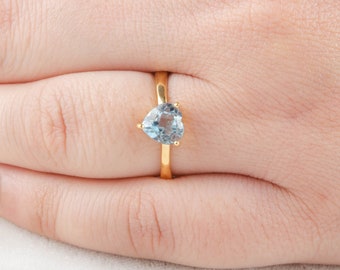 Gift for Valentine - Blue Topaz Ring -   Gold Plated Prong Ring - Gemstone Ring for Wedding Gift - Gift for Her - Birthstone Ring