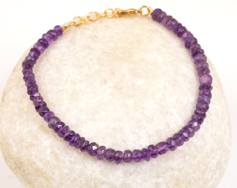 4mm Amethyst Bracelet, February Birthstone Bracelet, Amethyst Jewelry, Healing Crystal Bracelet,   Men Bracelet, Women Bracelet