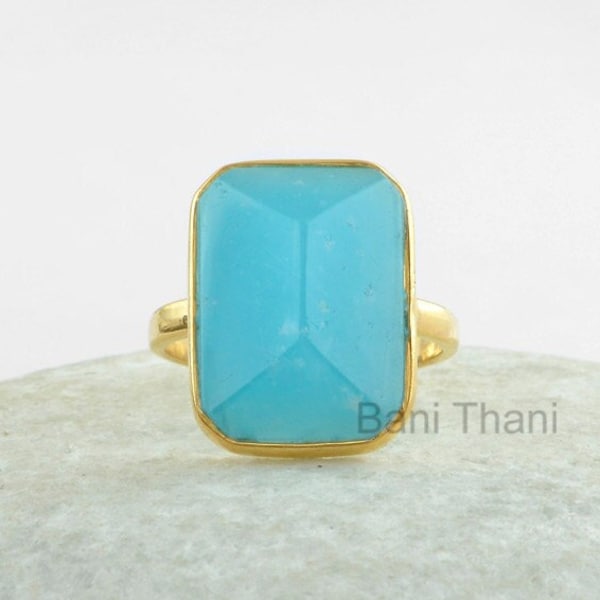 Anello con pietra preziosa Smithsonite - Anello placcato oro - Anello con castone fatto a mano - Gioielli da damigella d'onore - Anello con pietra portafortuna - Regalo per lei