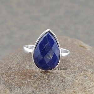 Lapis Lazuli Beautiful 10x14mm Pear Gemstone Ring-925 Sterling Silver Handmade Ring-Wedding Gift Ring-Gift For Her-Personalized Gift For Mom