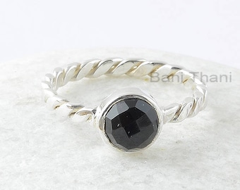 Black Onyx Gemstone Ring, Black Onyx 12x12mm Round Gemstone Ring, Sterling Silver Ring, Designer Ring, Valentines Day Gift For Her