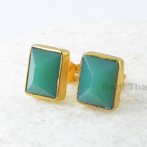 Chrysoprase Earrings, Chrysoprase Rectangle Pyramid 8x10mm Sterling  Earrings, Stud Earrings Set, Birthday Gifts For Her