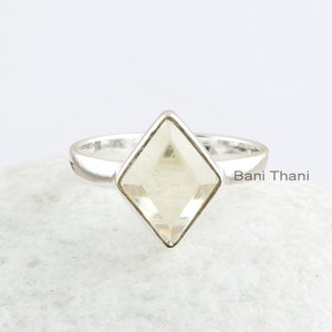 Genunie Lemon Quartz Gemstone Ring - Handmade Bezel Ring - 925 Sterling Silver Ring - Rings for Womens - Birthday Gift Ring - Gift for Her