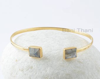 Labradorite Bangle - Handmade Bracelet - 925 Silver - 8x10mm Rectangle Pyramid  - Healing Jewelry - Jewelry For Daughter - Gift For Teachers