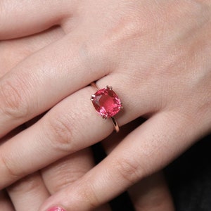 Padparadscha Sapphire Ring, 925 Silver Ring, Padparadscha Quartz 9x10mm Cushion Shape Gemstone Ring, Rose Gold Plated Silver Ring For Women