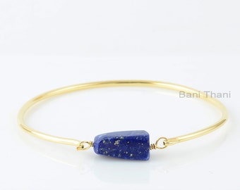 Armreif aus Lapislazuli, Lapislazuli-Nugget-Perle (8 x 18 mm), Armreif, 18 Karat vergoldet, Lapislazuli-Armbänder für Damen
