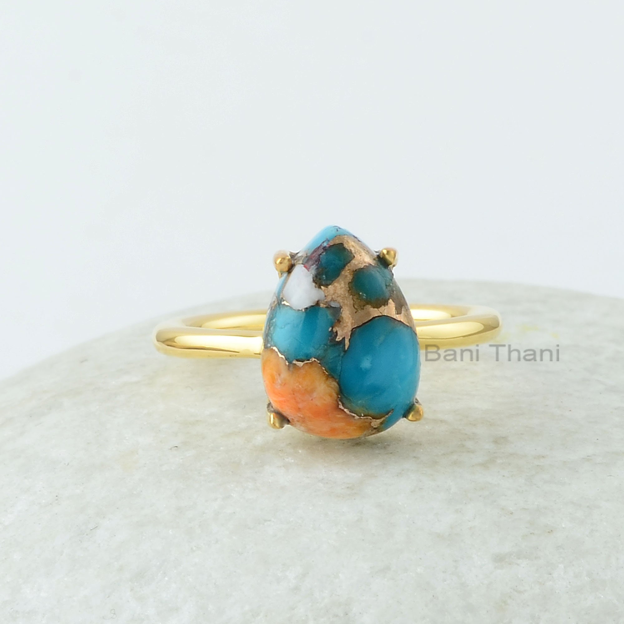 Oyster Turquoise Ring Oyster Copper Turquoise 9x12 Mm Pear Etsy Canada
