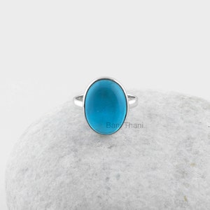 London Blue Quartz Gemstone Ring - 925 Sterling Silver Bezel Ring - Bridal Jewelry - Handmade Ring - 12x16mm Oval - Statement Ring for Women