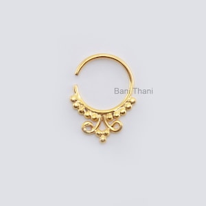 Indian Nose Ring Gold Plated 925 Sterling Silver Nose Ring, Septum Piercing - Nose Jewelry - Real Septum - Nose Hoop - #1849