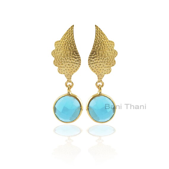 Blue Quartz EarringsBlue Quartz 10x10mm Round 925 Sterling Etsy