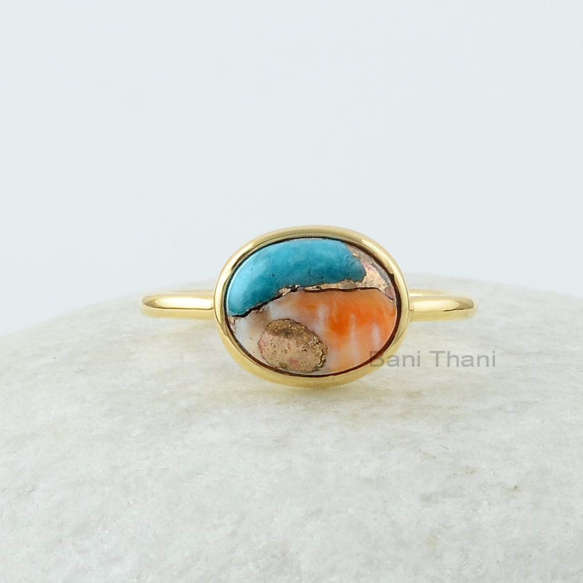 Oyster Turquoise Ring Oyster Copper Turquoise 8x10 Mm Oval Etsy