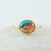 Oyster Turquoise Ring, Oyster Copper Turquoise 8x10 mm Oval Gemstone Ring, 18k Gold Plated Bezel Ring, 925 Silver Turquoise Ring, Bezel Ring 