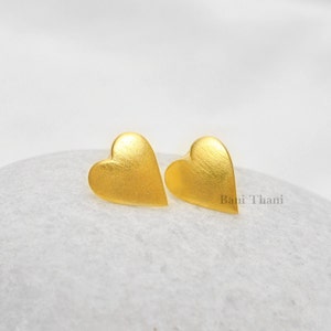 Handmade Designer Heart Stud Micron Gold Plated 925 Sterling Silver Earring Jewelry - #1636