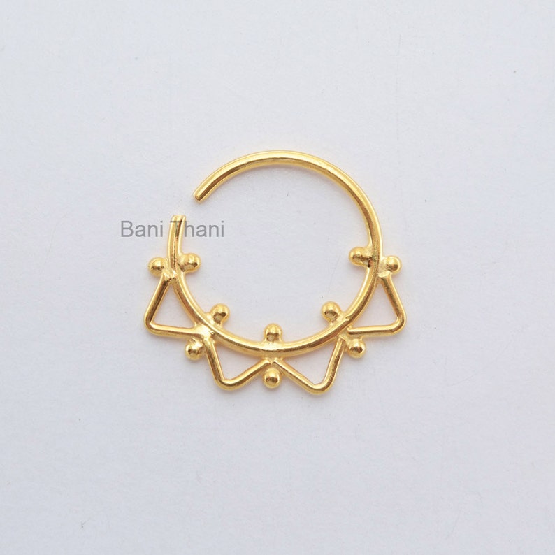 Nose Ring Ethnic Septum Ring Gypsy Body Jewelry Tribal Belly Dance #1875 Handmade Gold Plated 925 Sterling Silver Nose Ring