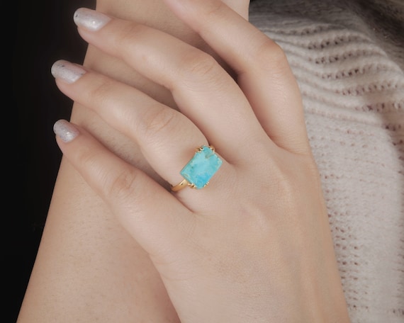 Bague Laiton Incrustation Argent Et Pierre Turquoise Arizona – Népal/Tibet – Neuf Avec étiquettes