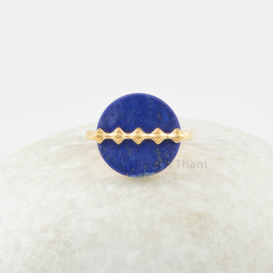 Silver Round Lapis Azul Ring Size 9.5