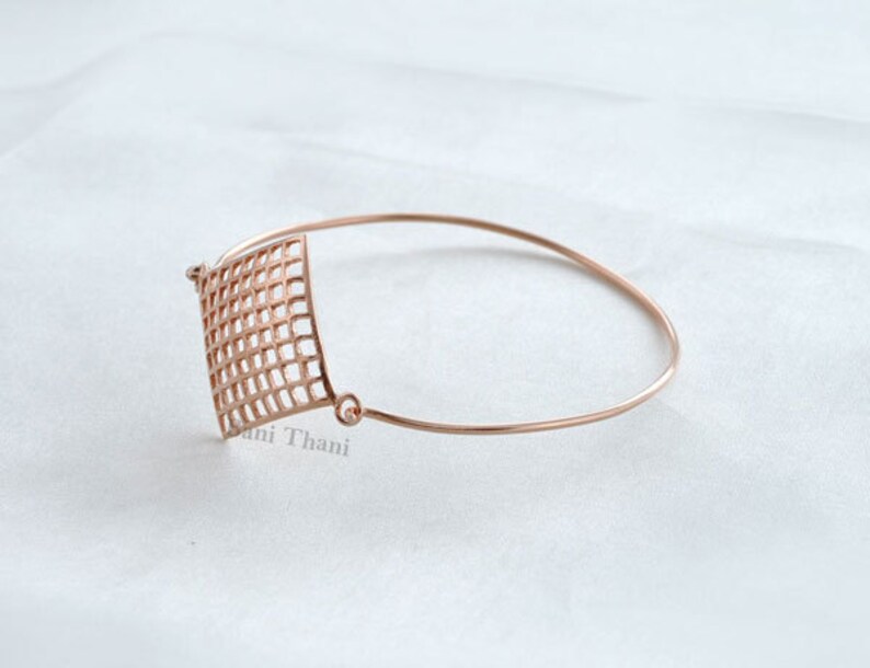 Beautiful Hand Cut Rose Gold Sterling Silver Bangle #1396