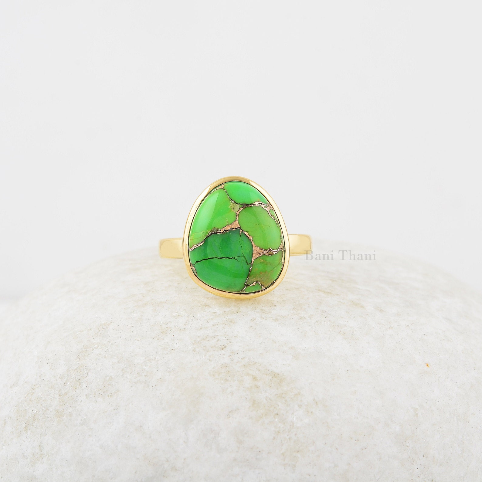 Green Turquoise Ring Copper Green Turquoise 12x14mm Nugget Etsy