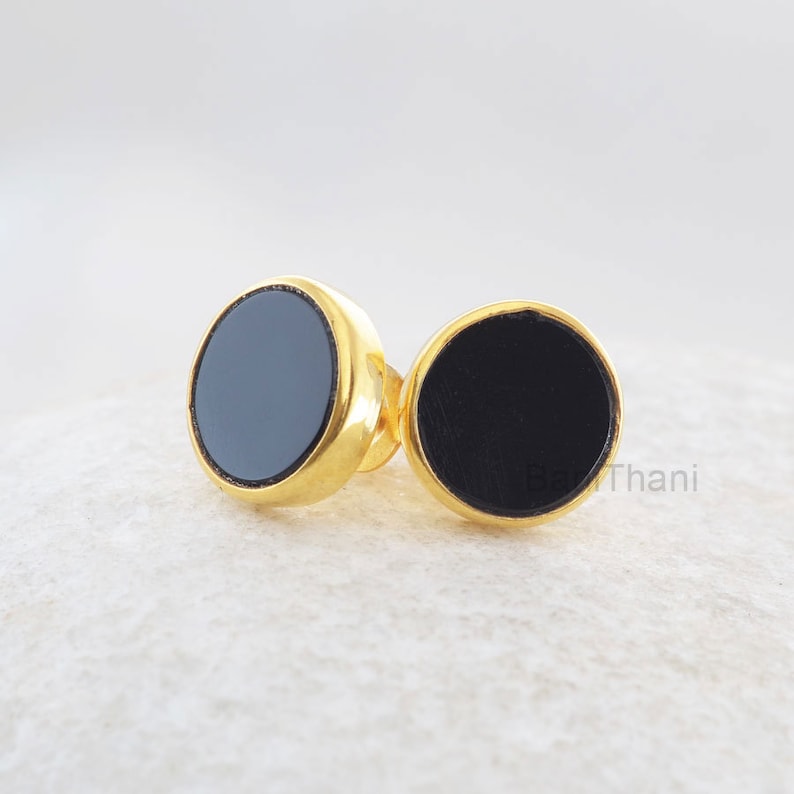 5 MM Black Onyx Solitaire Floral Stud Earrings In Prong Setting - Rosec - Foto 4