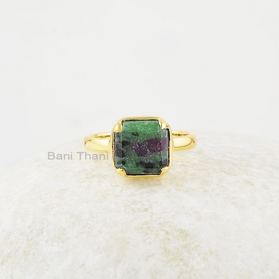 Zoisite Ring, Ruby Zoisite 9x9mm Square Shape Gemstone Ring, 925 Sterling  Multi Color Ring, Handmade Silver Jewery For Women