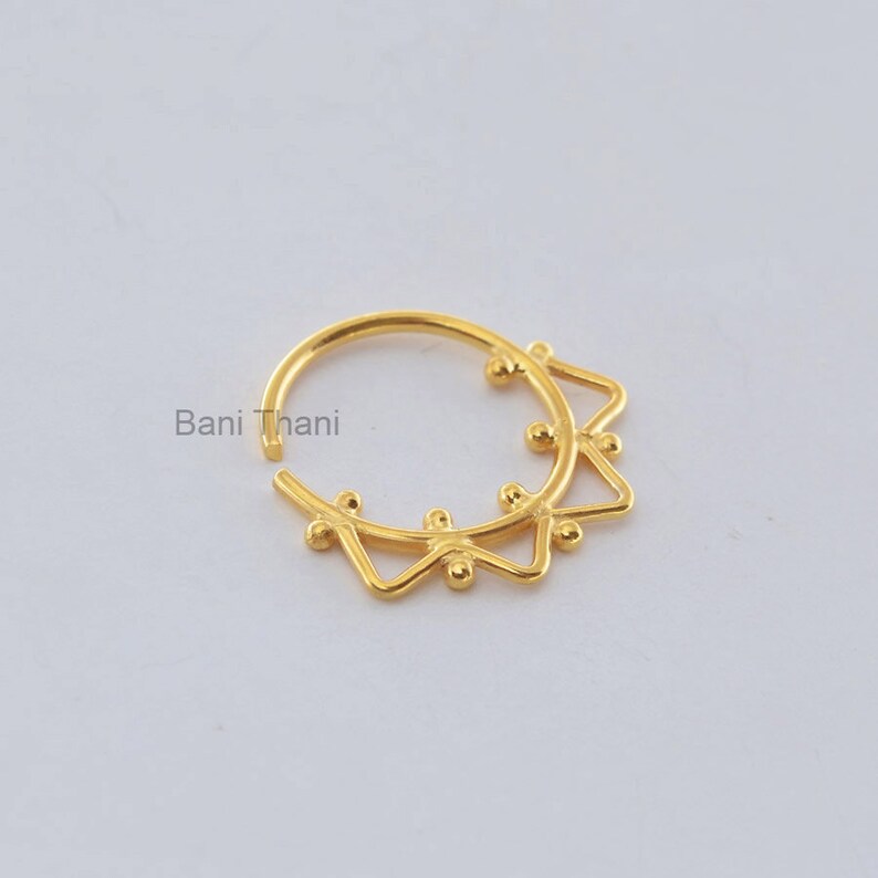 Nose Ring Ethnic Septum Ring Gypsy Body Jewelry Tribal Belly Dance #1875 Handmade Gold Plated 925 Sterling Silver Nose Ring