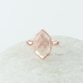 Morganite Ring - Pure Silver - Handcrafted Ring - Rose Gold Plated - Faceted Hexagon - Healing Jewelry - Gift For Lady - Jewelry For Bride