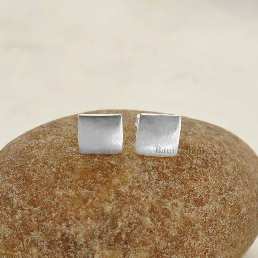 Silver Stud Earring, 9mm Square Stud Earring, 925 Sterling Silver Stud  Earring Jewelry, Designer Stud Gift For Mom