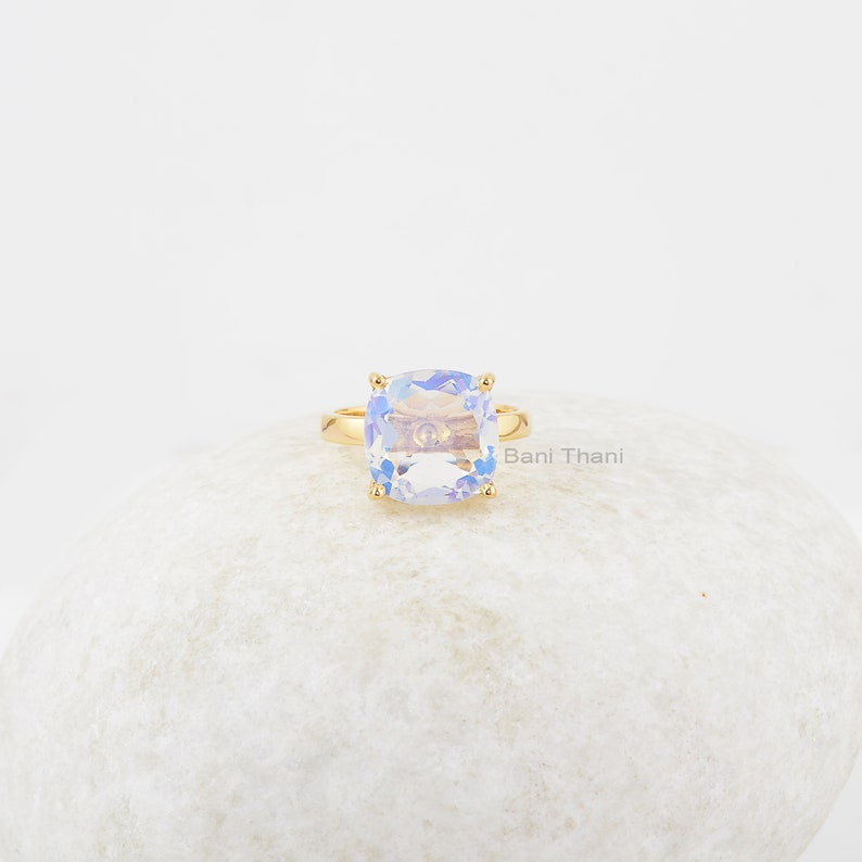 Bague Opalite Bague Faite Main Argent 925 Bijoux Modernes Coussin 12mm Cadeau pour Jeunes Filles Bijoux Pour La Mariée Cadeau pour Écrivain image 1