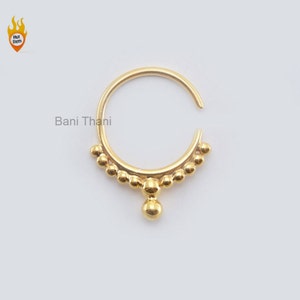 Handmade Gold Plated 925 Sterling Silver Nose Ring, Tribal Septum, Septum Jewelry, Body Jewelry, Gypsy Jewelry For Women, Nose Hoop Ring