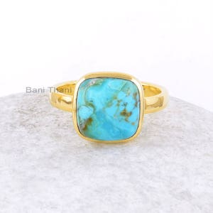 Arizona Türkis Ring - Rosévergoldeter Ring - 925 Sterling Silber - Geburtsstein Schmuck - Geschenk für Mädchen - Schmuck für Date