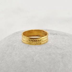 Handmade Designer Textured Ring-Wedding Gift Ring-Micron Gold Plated 925 Sterling Silver Band Ring-Plain Silver Ring-Christmas Gift Ring