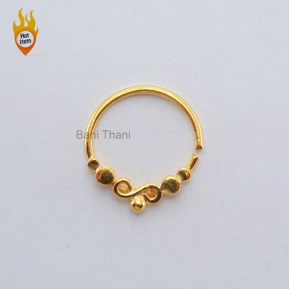 925 Sterling Silver Tribal Bead Nose Hoop Ring 925 Sterling Silver Tribal Bead Nose Hoop Ring