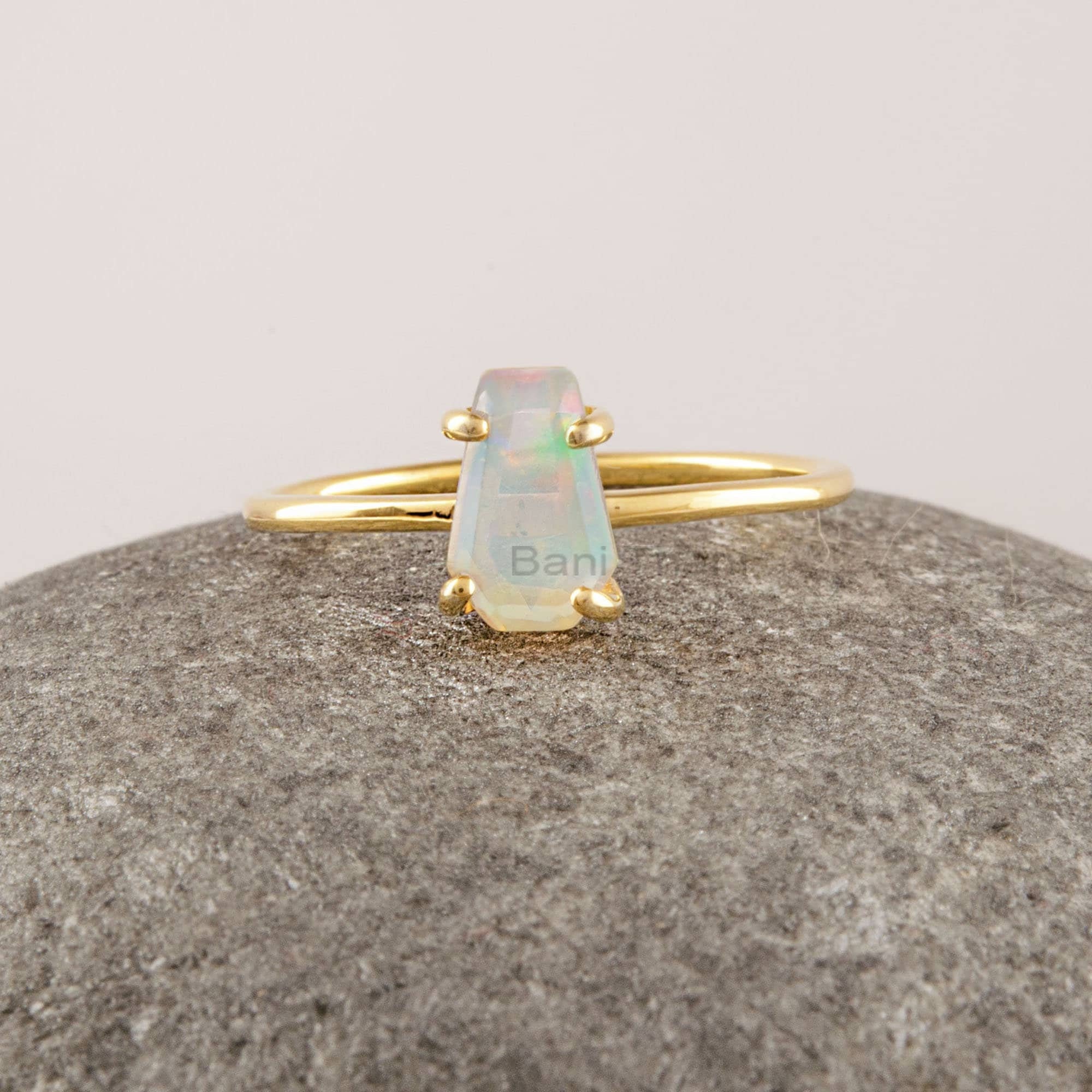 FULULAY Anillo De Plata Esterlina Chapada En Oro De 14 Quilates, Piedra Lunar Cortada A Mano, Labradorita/ópalo, Gran Regalo Para Mujer, Oro Amarillo, Sin Piedras Preciosas