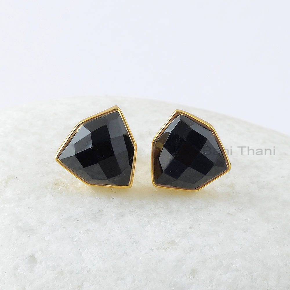 Black Onyx Stud Earrings Black Onyx 10x10mm Trillion Hexagon | Etsy
