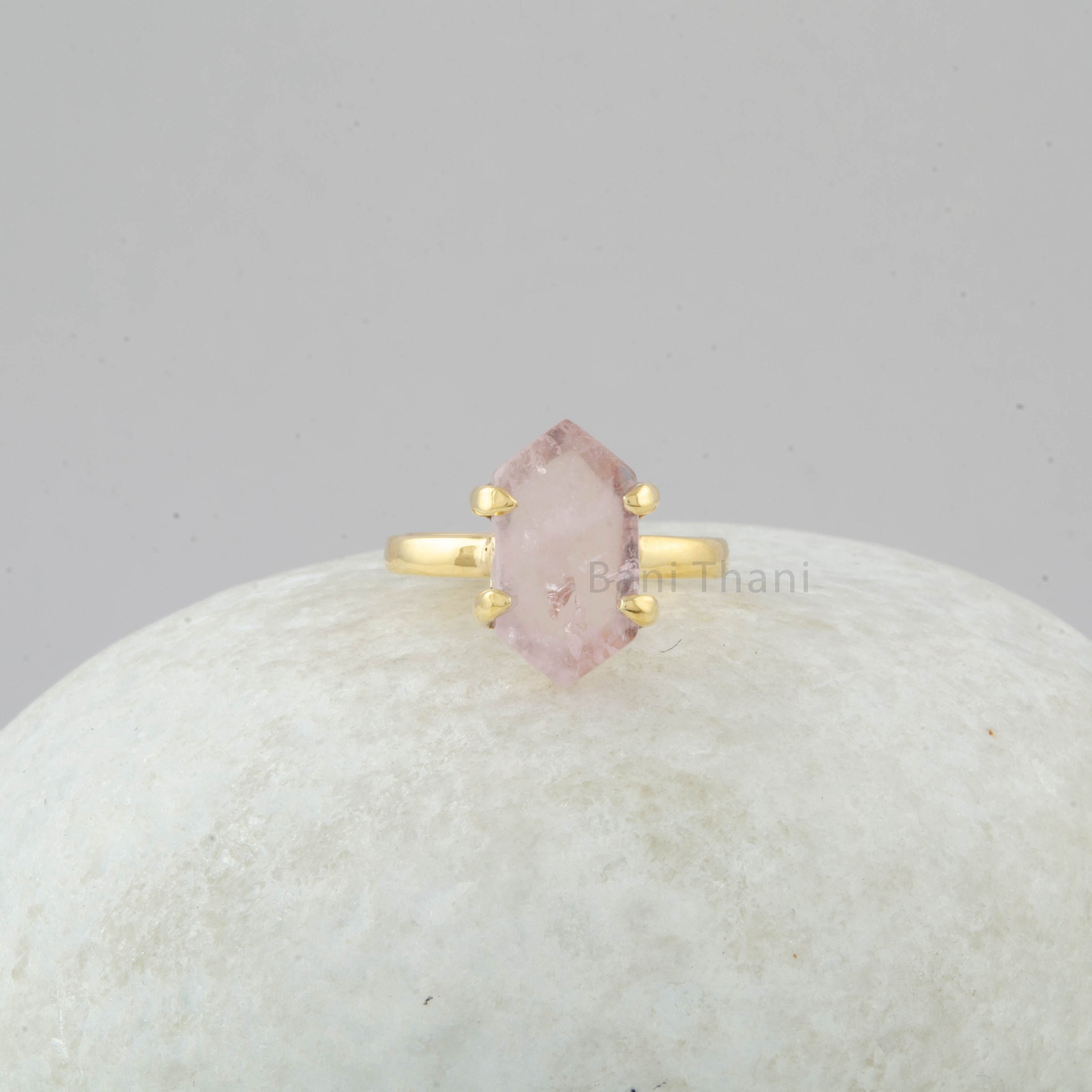 Anello con pietra preziosa Kunzite rosa: fatto a mano in