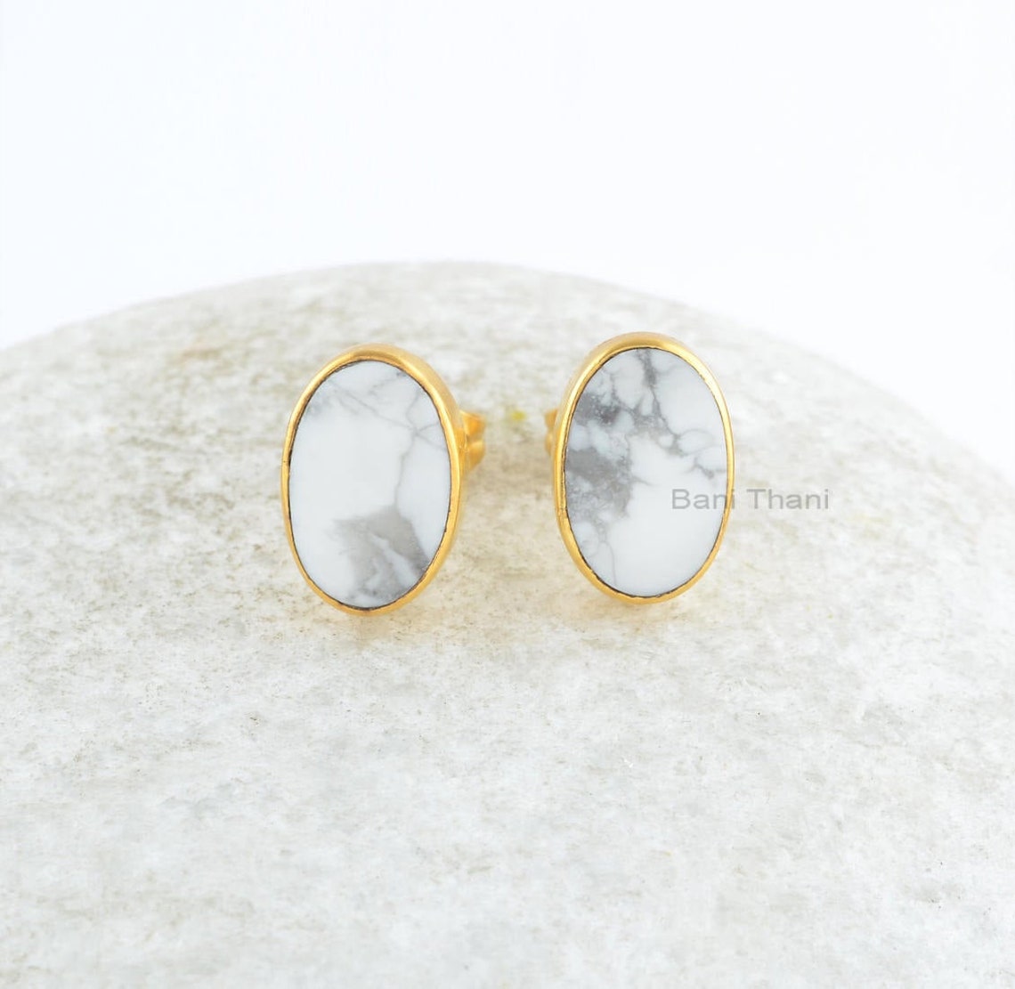 Howlite Crescent Stud main image 1