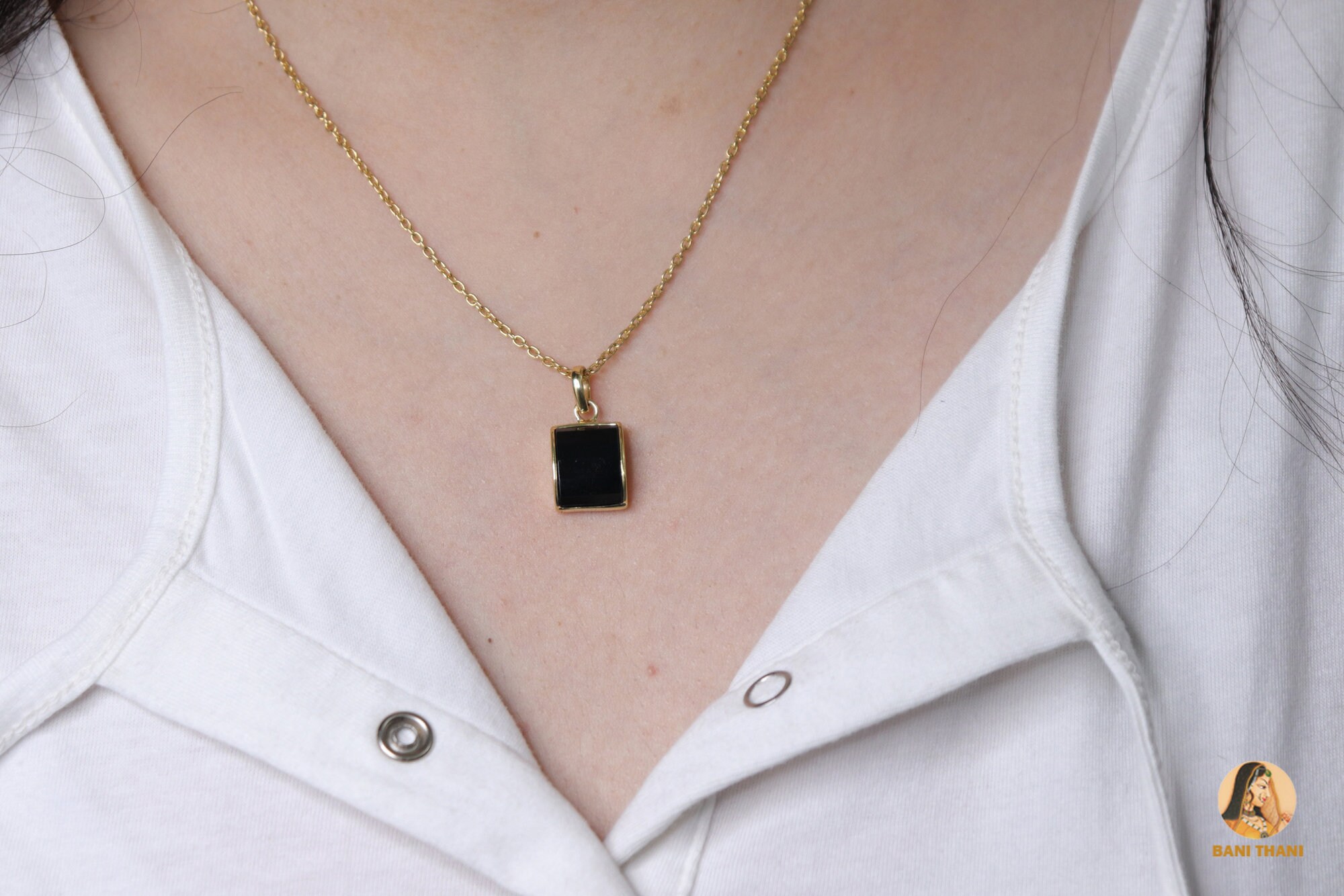 ブラックオニキスネックレス - スターリングシルバー - 宝石ペンダント  