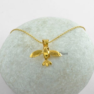 Silver Bird Necklace, Plain Silver Handmade Designer Necklace, 18k Gold Plated Sterling Silver Necklace, Delicate Necklace, Christmas Gift