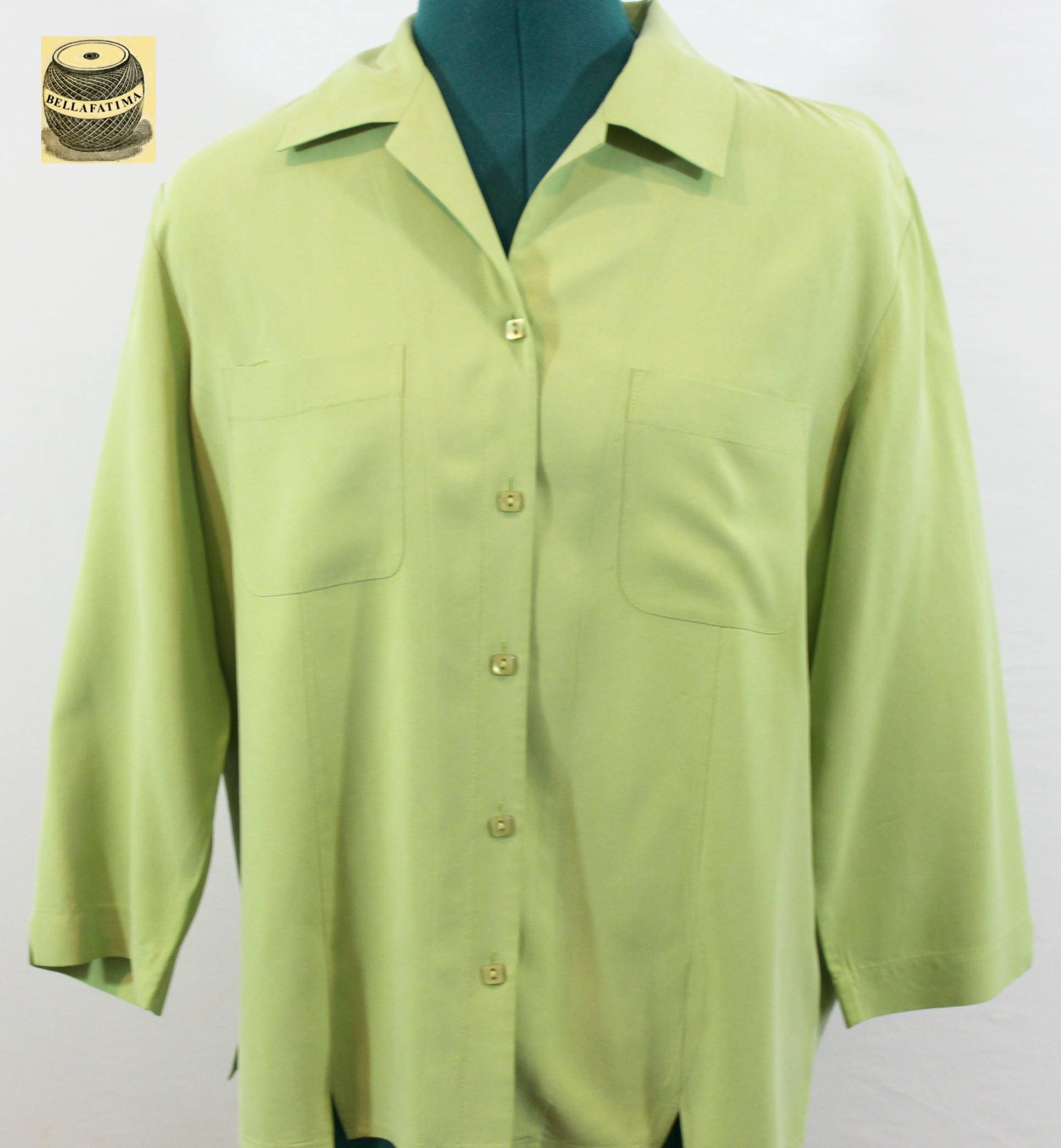 Lime Green 100 Silk Blouse by Nexx. Fall blouse fall top Etsy