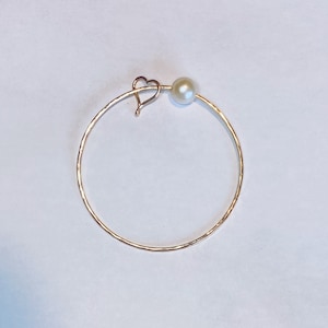 Gold Bangle with Pearl & Heart