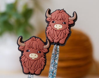 Highland Cow Knitting Needle Stoppers, Farm Animal Stitch Stoppers, Gifts, Tools, and Notions for Knitters, Baby Cattle Point Protectors