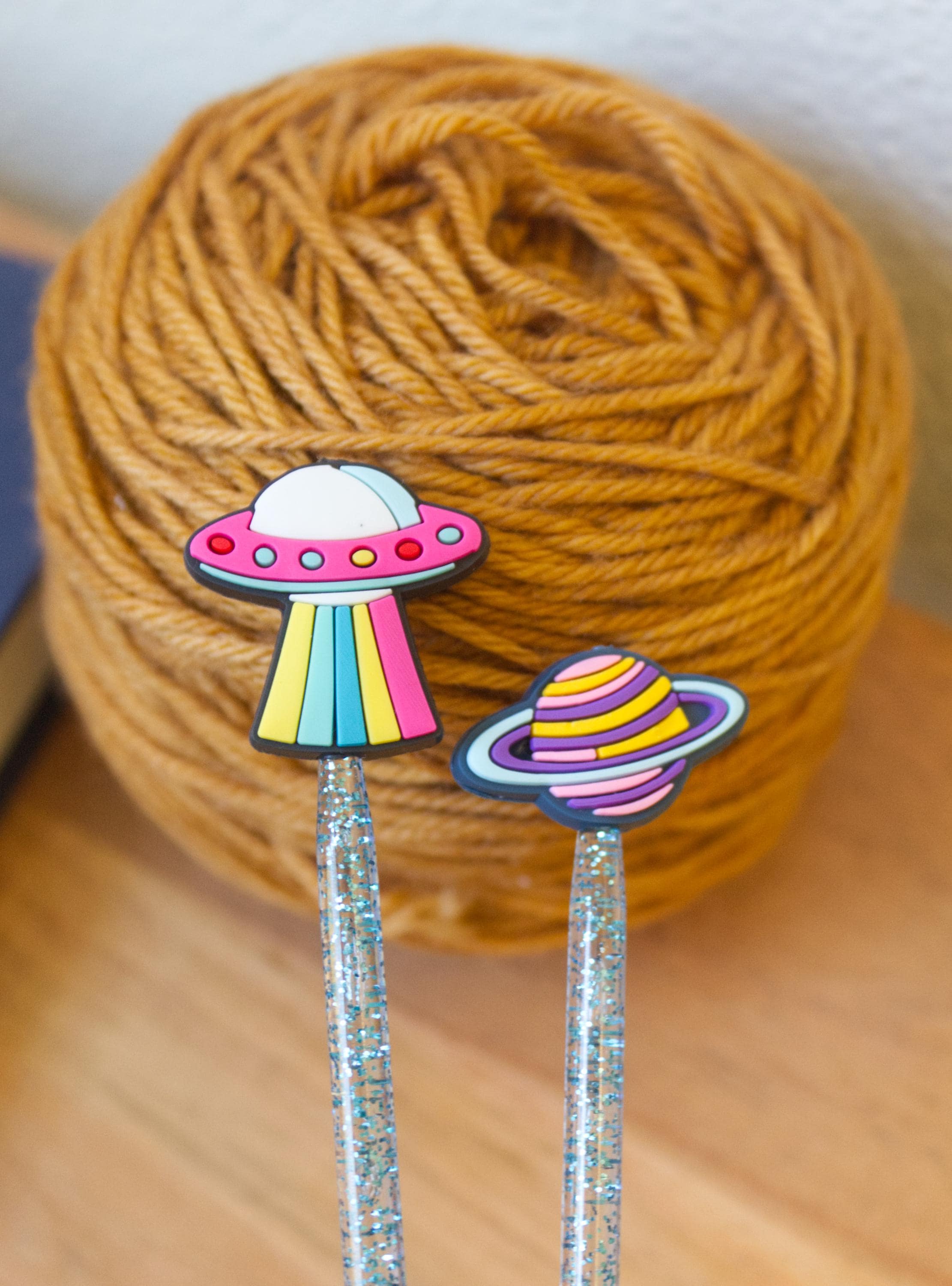 UFO Knitting Needle Toppers, Space Alien Point Protectors, Set of Two ...