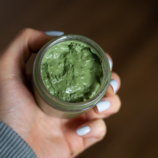 Lavender Matcha Mask - Natural, Organic, Vegan Herb and Clay Face Mask to Exfoliate Skin, French Green Clay