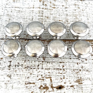 Vintage Silver Drawer Knobs: Mid-Century Modern Cabinet Pulls, Set of 8