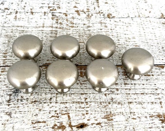 Ladeknoppen van geborsteld roestvrij staal - set van 7 vintage kastgrepen