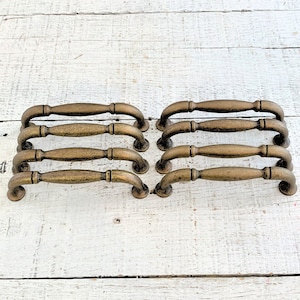 Mid Century Brass Drawer Pulls - Set of 8 Vintage Handles